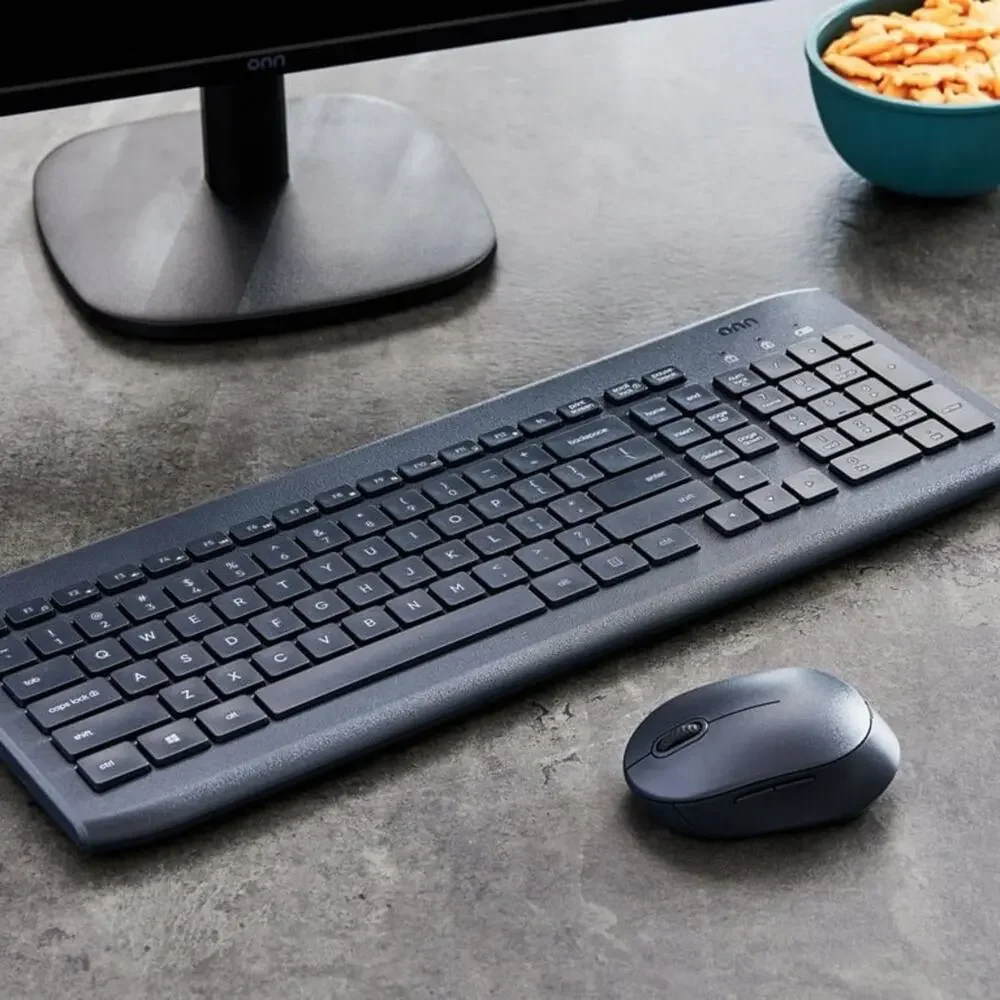 NEW SURF ONN Black White Key Wireless BlueTooth Keyboard Mouse Mousepad Set